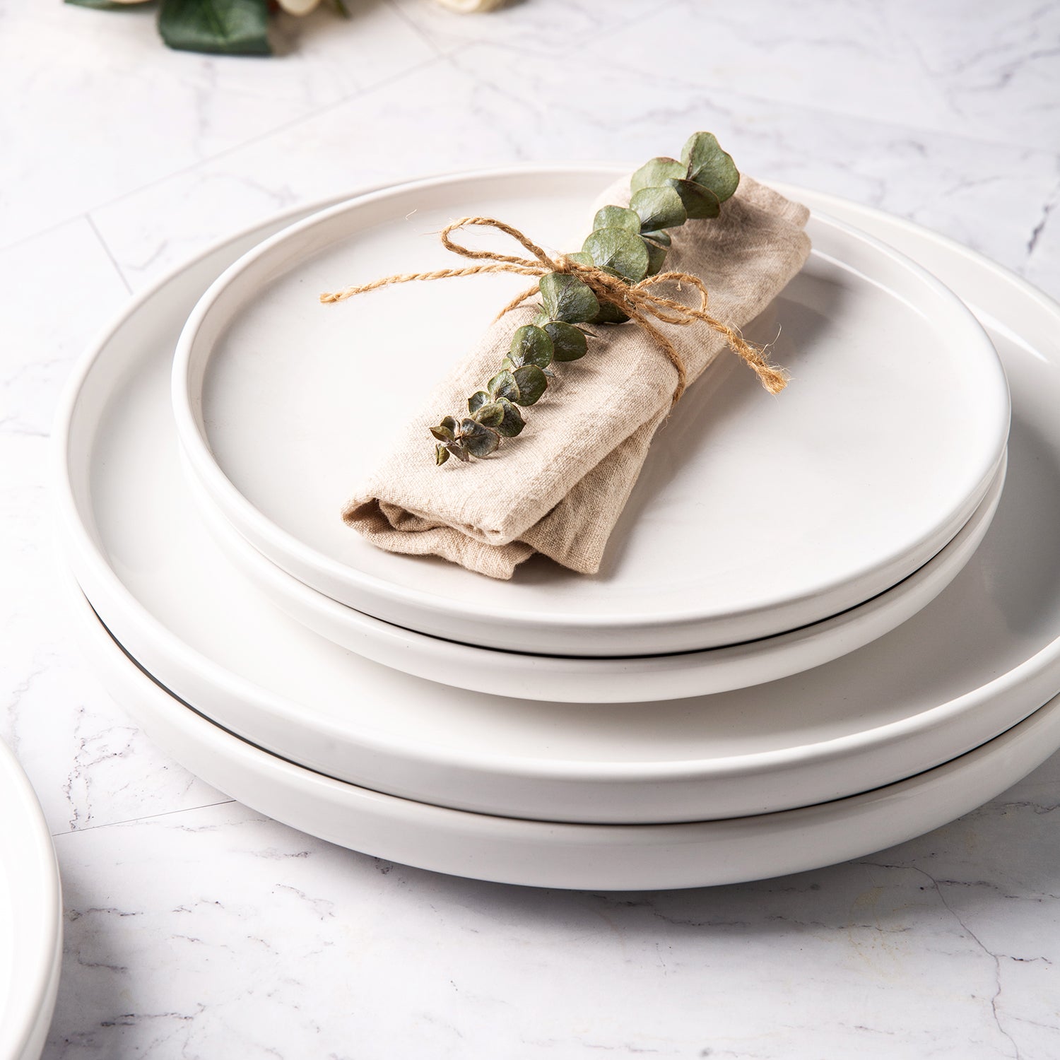 AmorArc Ceramic Dinnerware set, Service for (12pcs), Stoneware Plate 
