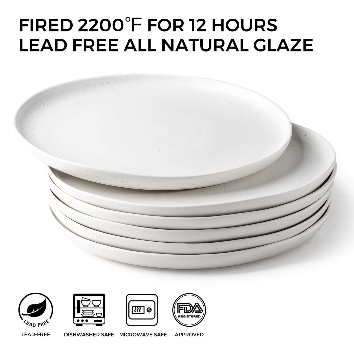 AmorArc Porcelain Dinner Plates Set of 6, Wavy Rim 10.5 InchADP006